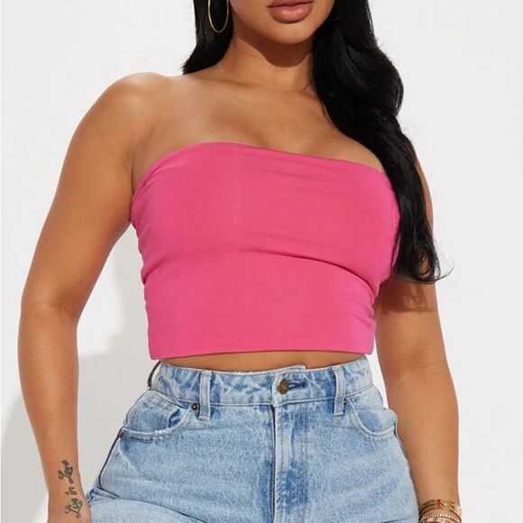 Fashion Nova Plus Size Dusty Rose Pink Bandeau Top 1X - Picture 2 of 11